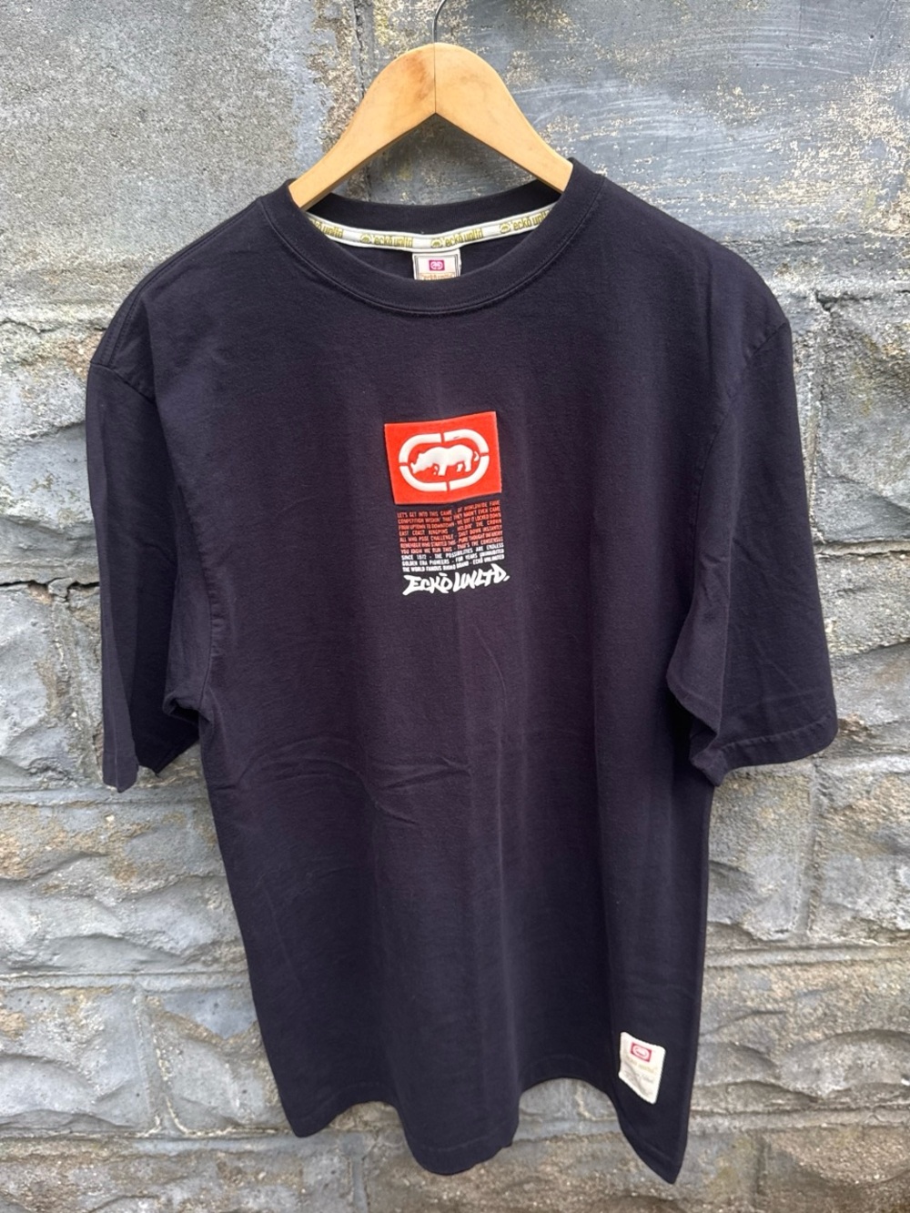 Vintage Y2K Ecko Unltd T Shirt Large Black 2000s Skate Rhino Surf